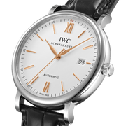 IWC Portofino Automatic IW356517 - cassa acciaio - cinturino in pelle nero - quadrante bianco con datario